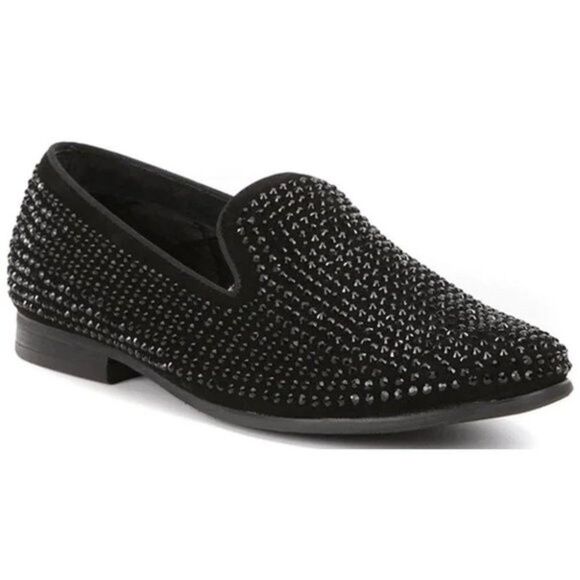 Steve Madden Men's CAVIARR Studded Black Slip On Loafers Dress